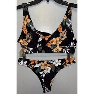 SHEIN Women’s Floral Print Bikini Set 2 Pc Swimsuit Swim Wear SZ Large